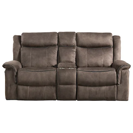 Casual Reclining Loveseat with Cupholder Storage Console